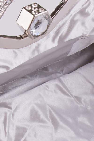 La Silver Crystal Diamante Soft Purse Clutch Bag