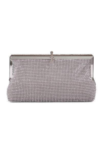 Roma Silver Crystal Diamante Soft Purse Clutch Bag Nazz Collection