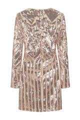 nazz collection rose gold ashanti geometric long sleeve bodycon dress mini 