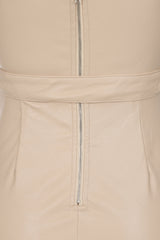 High Standards Nude Leather Belted Split Maxi Dress