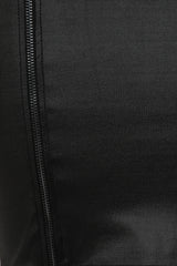Unzip Me Black Leather Look Double Zip Slit Mini Dress