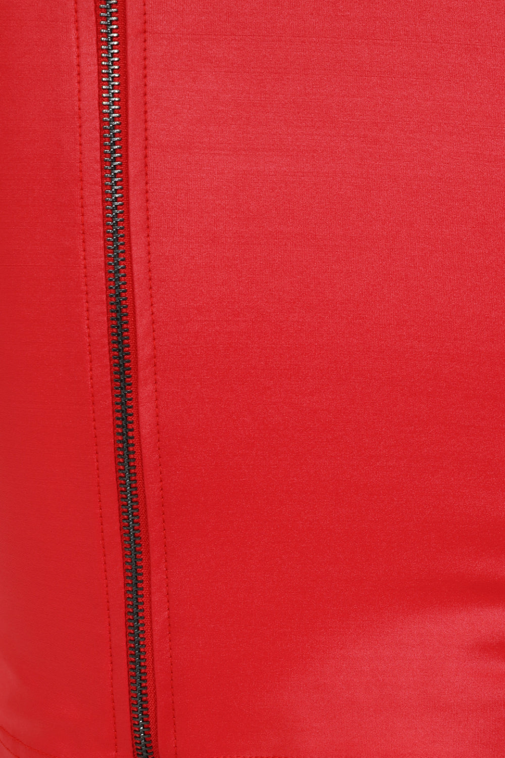 Unzip Me Red Leather Look Double Zip Slit Mini Dress