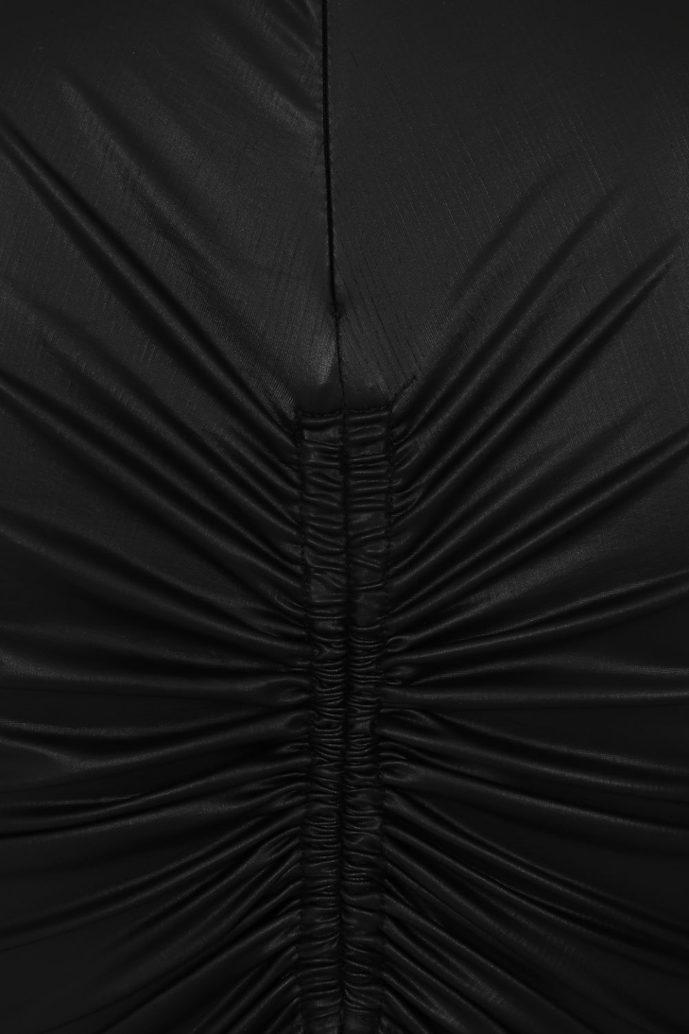 Party In The Back Black Wet Look Long Sleeve Ruched Dress