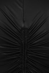 Party In The Back Black Wet Look Long Sleeve Ruched Dress