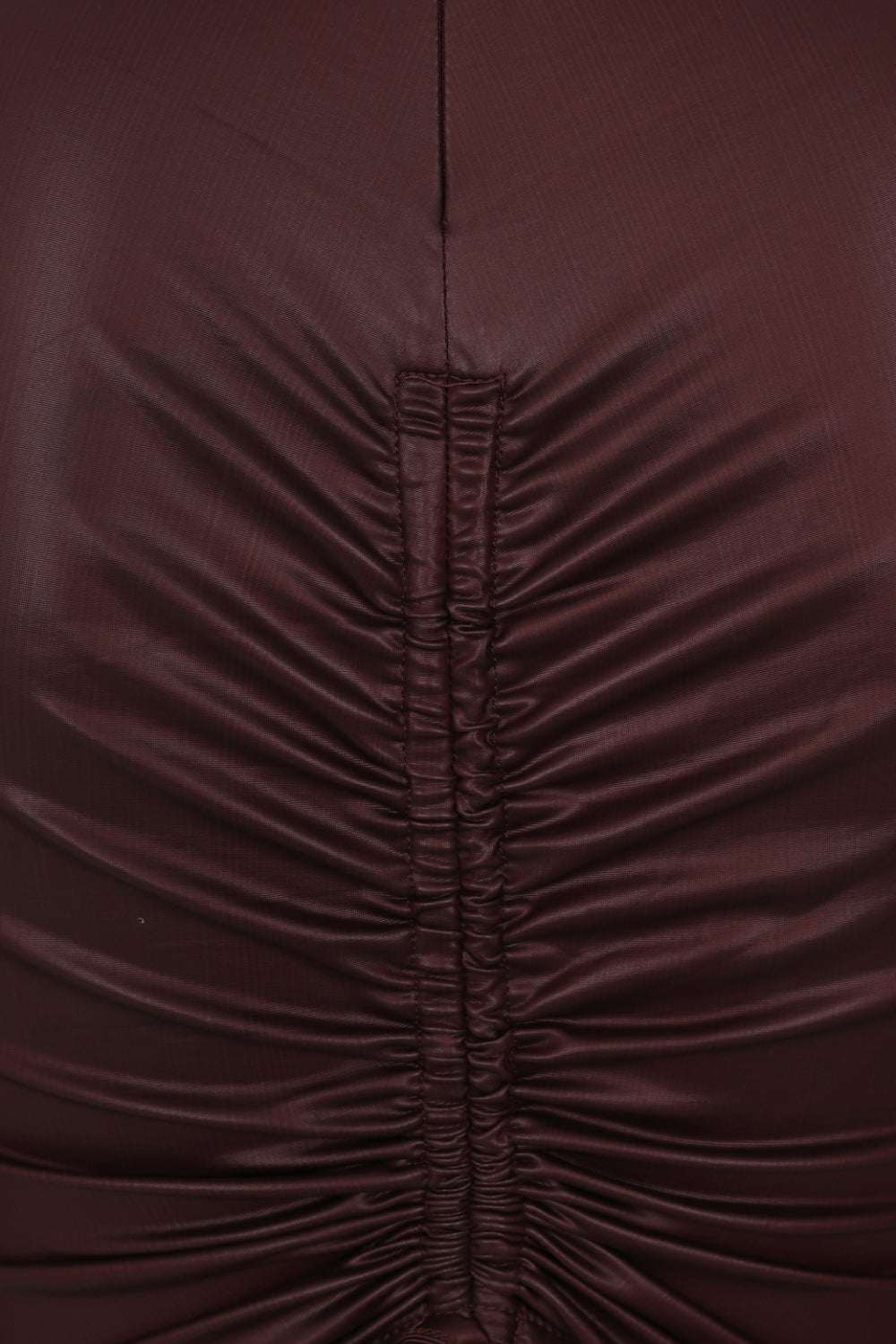 Party In The Back Bordeaux Wine Wet Look Long Sleeve Ruched Dress