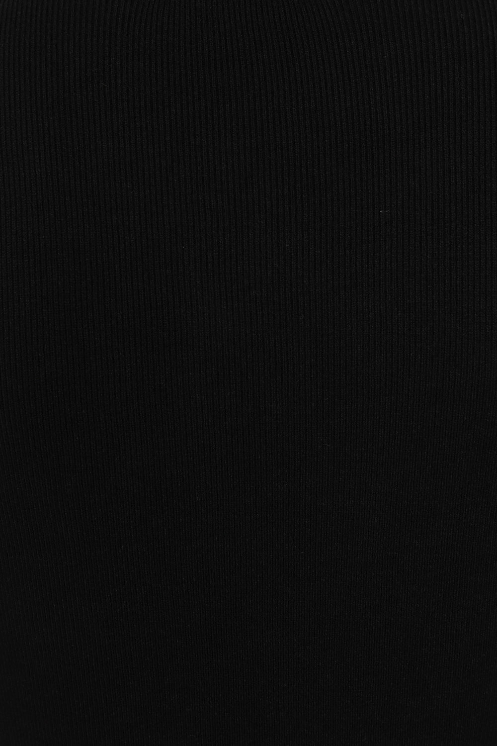 Celina Black Button Ribbed Knitted Long Sleeve Double Slit Mini Dress