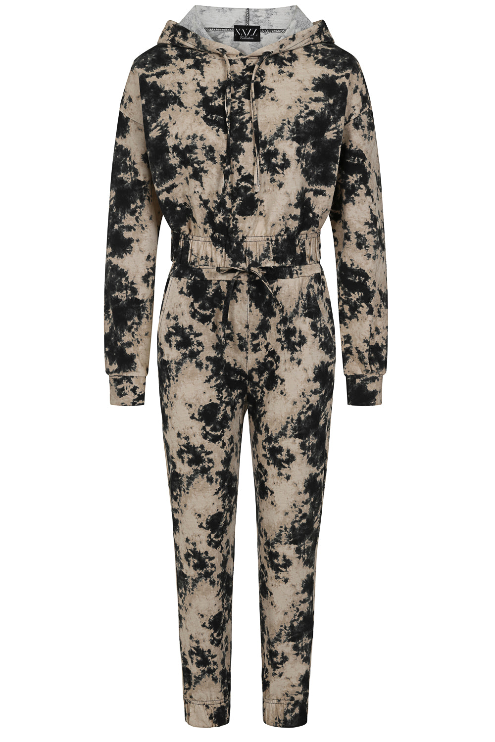 Haven Black and Beige Two Tone Tie Dye 2 Piece Tracksuit Set