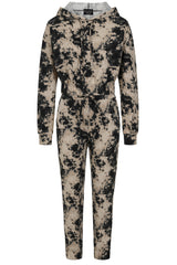 Haven Black and Beige Two Tone Tie Dye 2 Piece Tracksuit Set