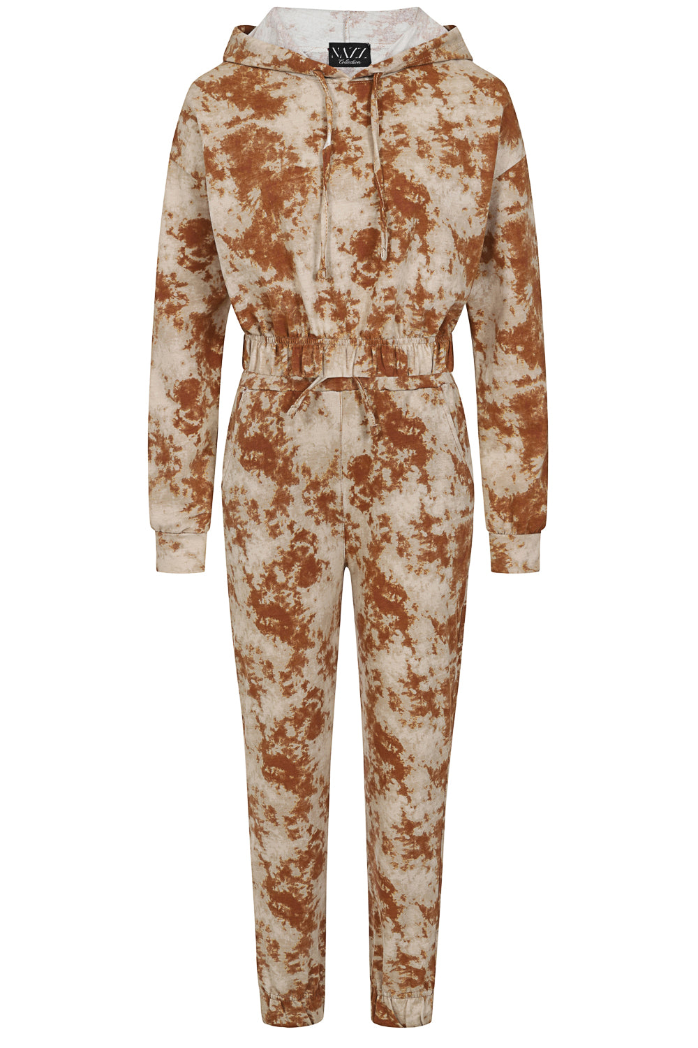 Haven Camel and Beige Two Tone Tie Dye 2 Piece Tracksuit Set