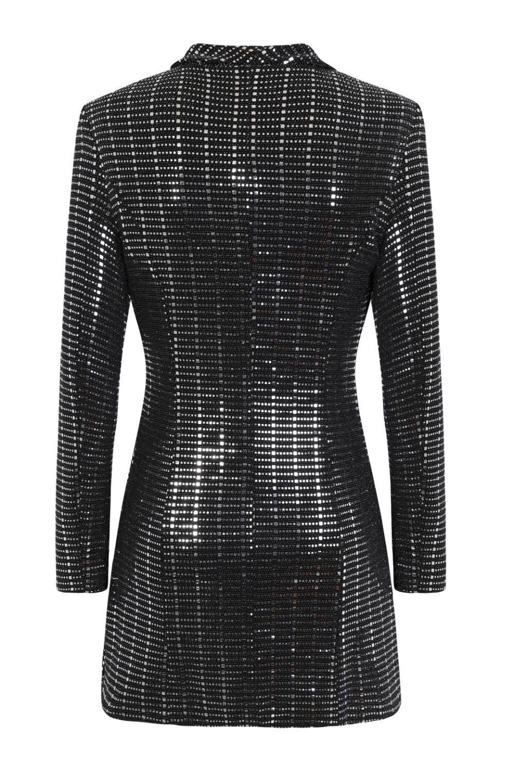 Tempt Me Silver Black Metallic Tuxedo V Neck Blazer Tux Dress