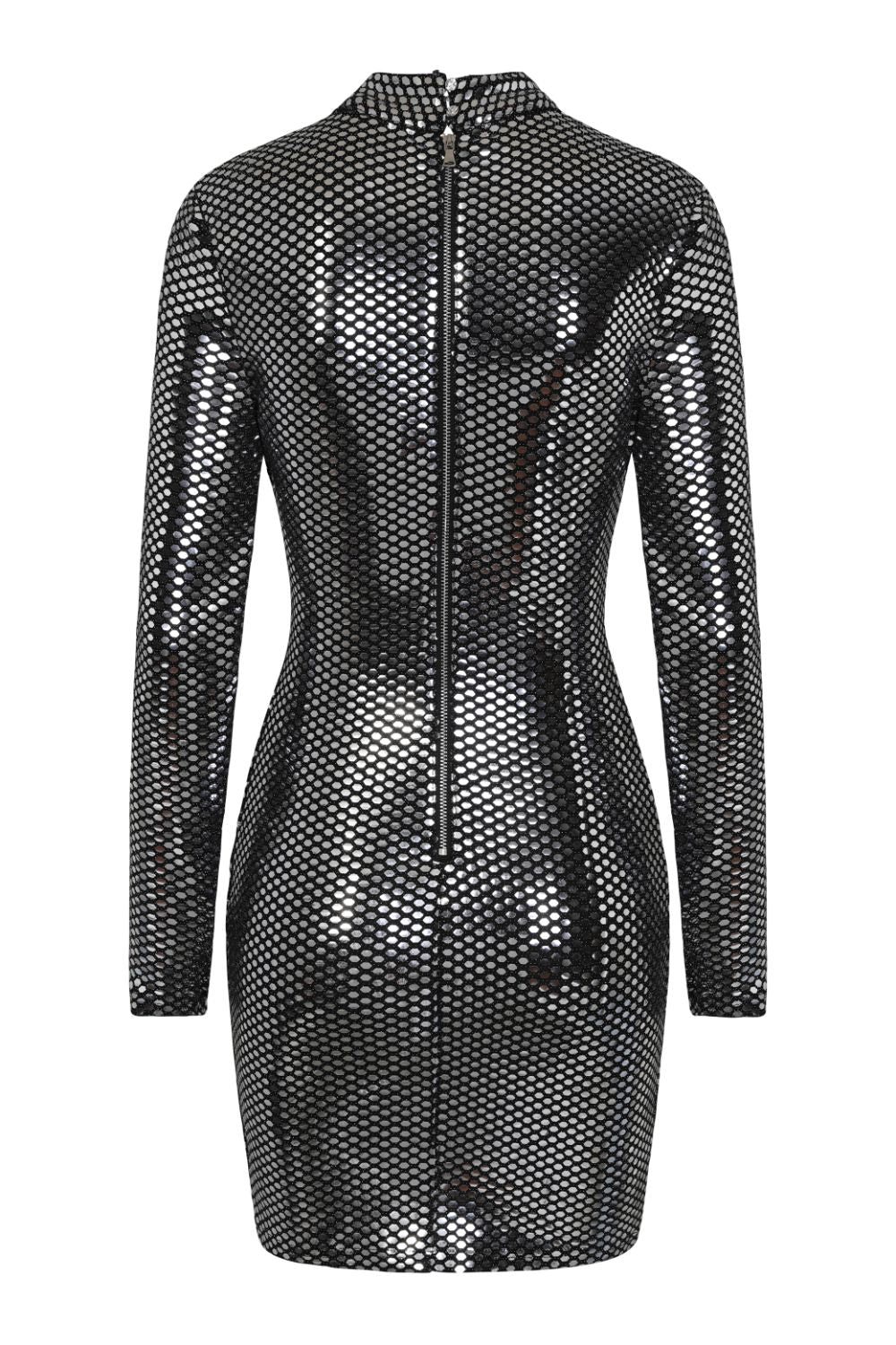 Hypnotised Silver Metallic Mirrored Sequin Bodycon Dress