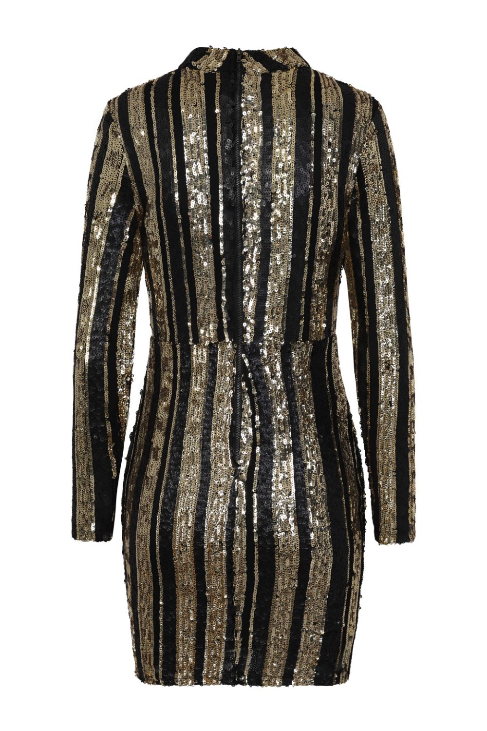Turn Up Black Gold Striped Sequin Bodycon Dress