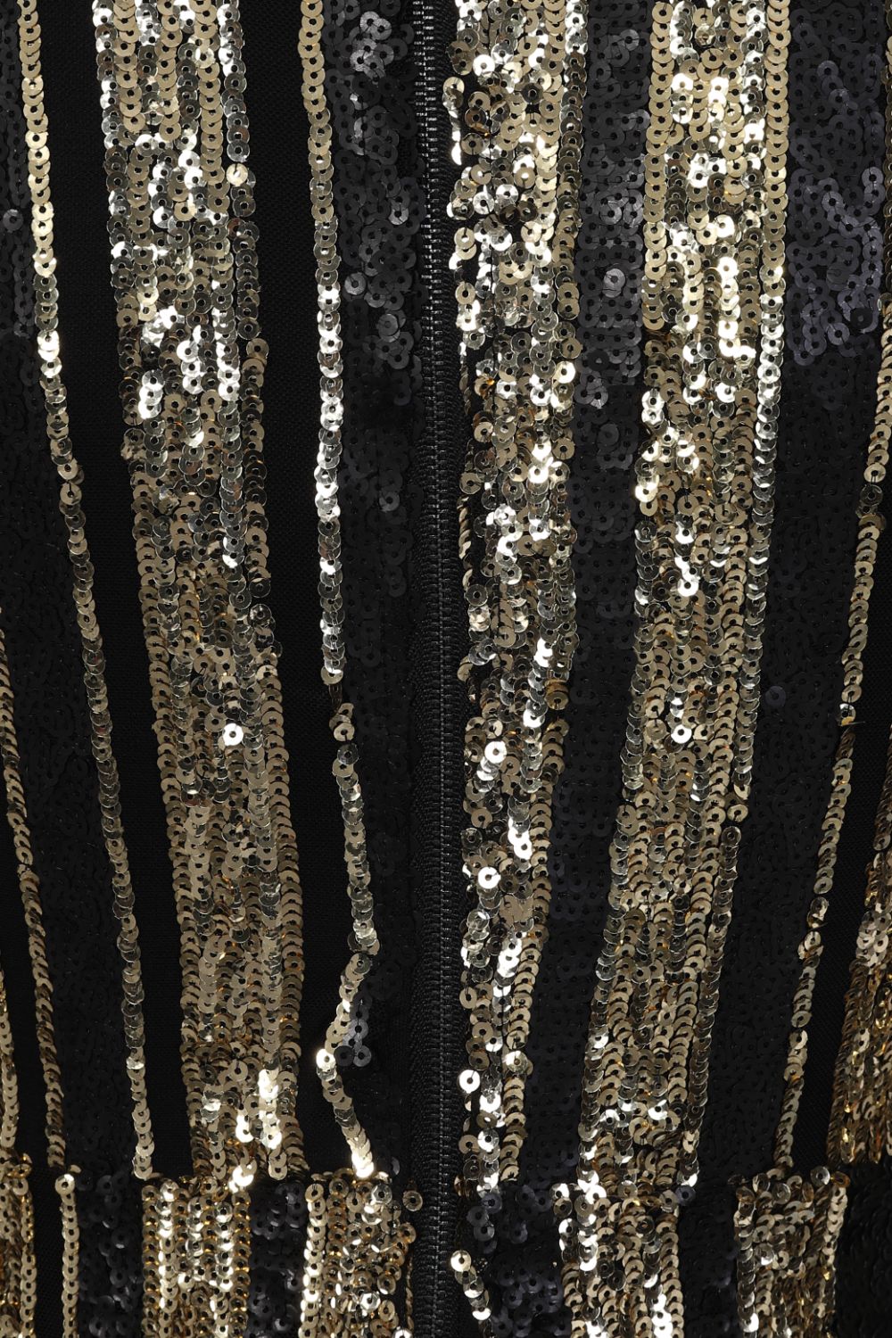 Turn Up Black Gold Striped Sequin Bodycon Dress