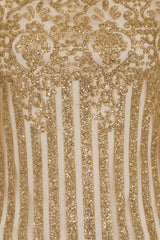 Amelia Bardot Sparkle Glitter White & Gold Victorian Dress