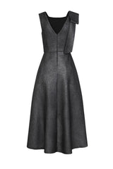 Riviera Black Glitter Sparkle Asymmetric Dip Hem Dress