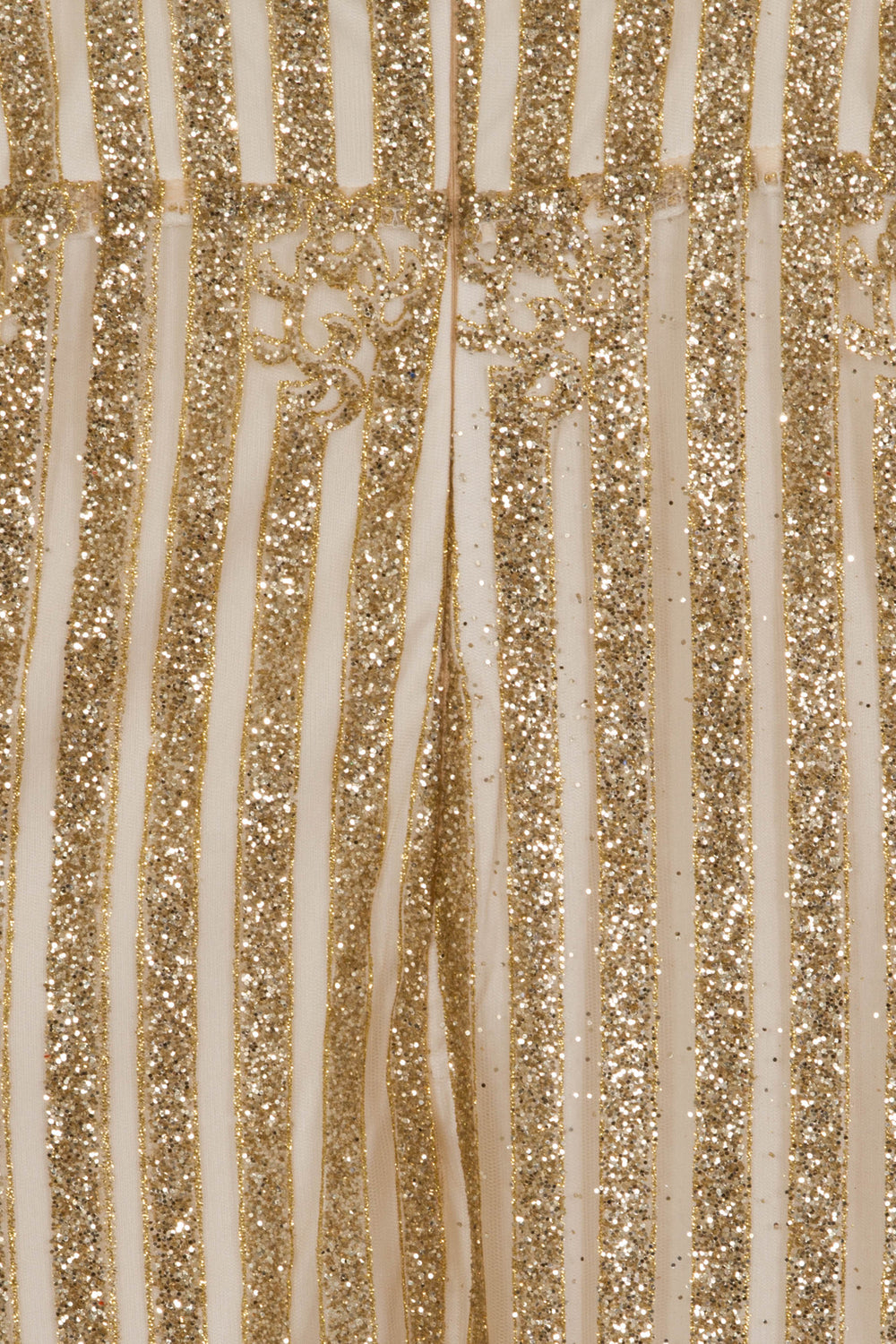 Kimberley Sparkle Glitter White & Gold Victorian Midi Dress