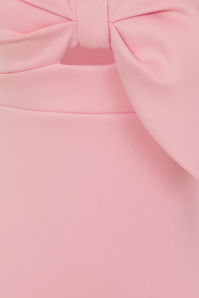 Ollie Blush Pink Peplum Sweetheart Bow Scuba Midi Dress