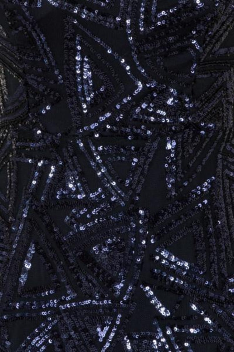 Amira Navy Luxe Love Triangle Sequin Off The Shoulder Maxi Dress