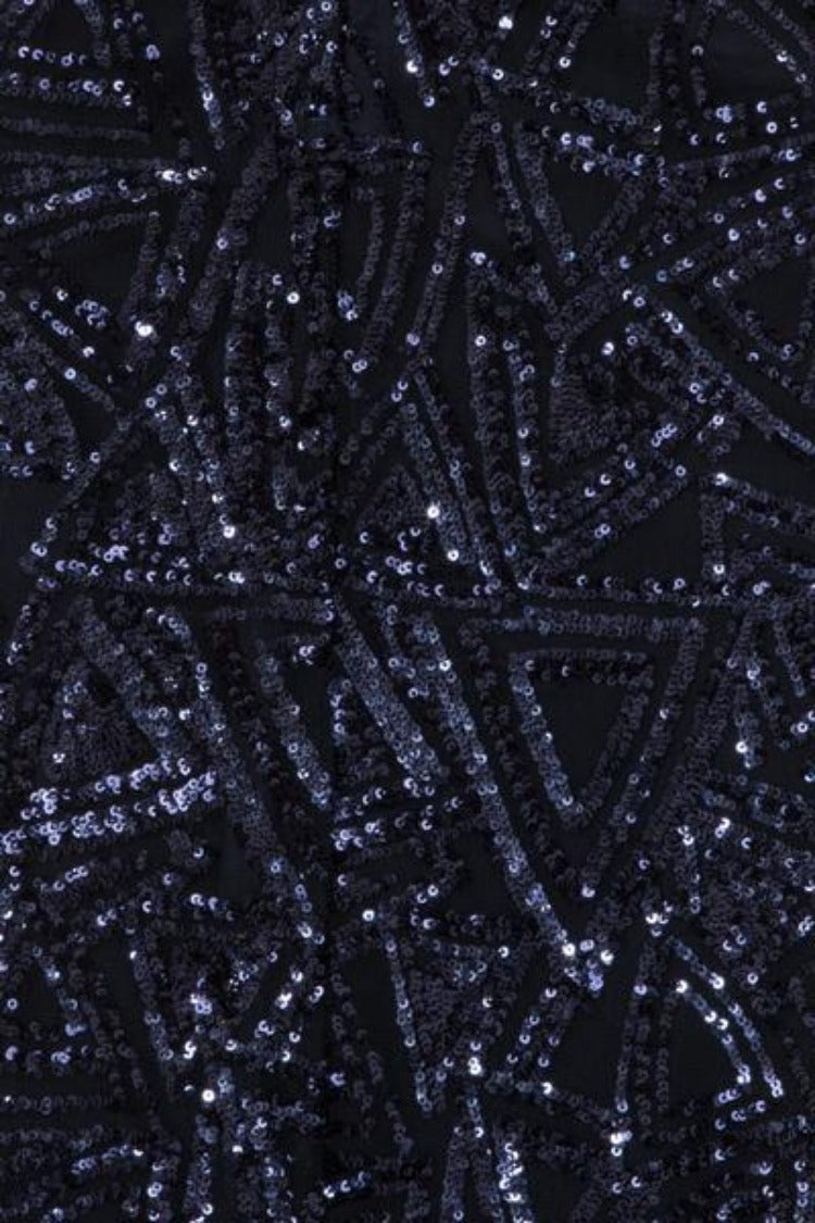 Amira Navy Luxe Love Triangle Sequin Off The Shoulder Maxi Dress