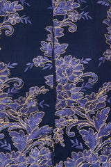 Heidi Navy Blue Keyhole Floral Lace Embroidery Scallop Midi Dress