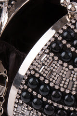 Viva Black Crystal Diamante Pearl Wristlet Sphere Clutch Bag