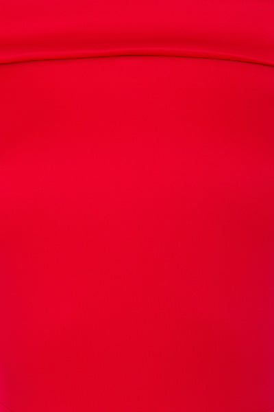 Serena Berry Red Bardot Bodycon Peplum Midi Dress