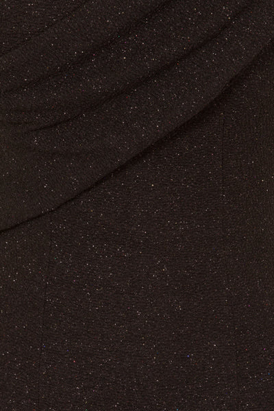Felicia Black Glittered Diamante One Shoulder Fishtail Maxi Dress