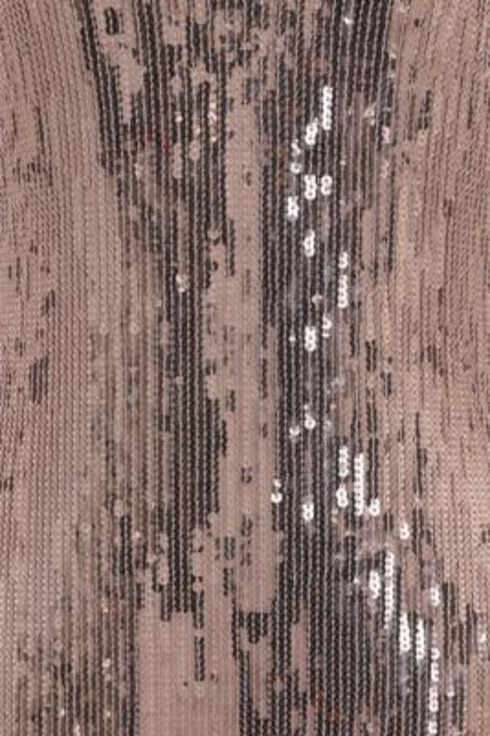 Own It Rose Gold Mirror Sequin Tassel Fringe Hem Midi Dress