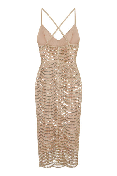 Dita Nude Signature Sequin Bodycon Midi Dress