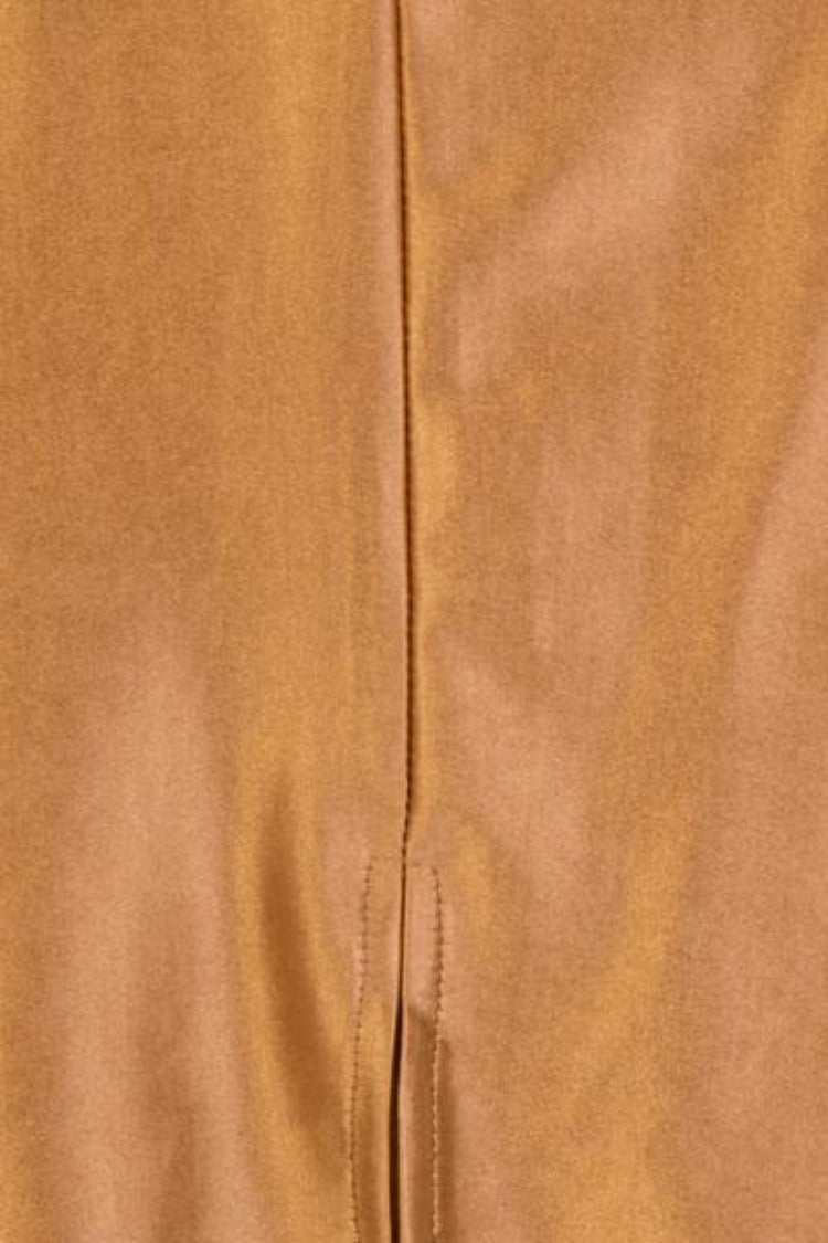 Liquid Gold Bustier Slinky Satin Bodycon Midi Dress