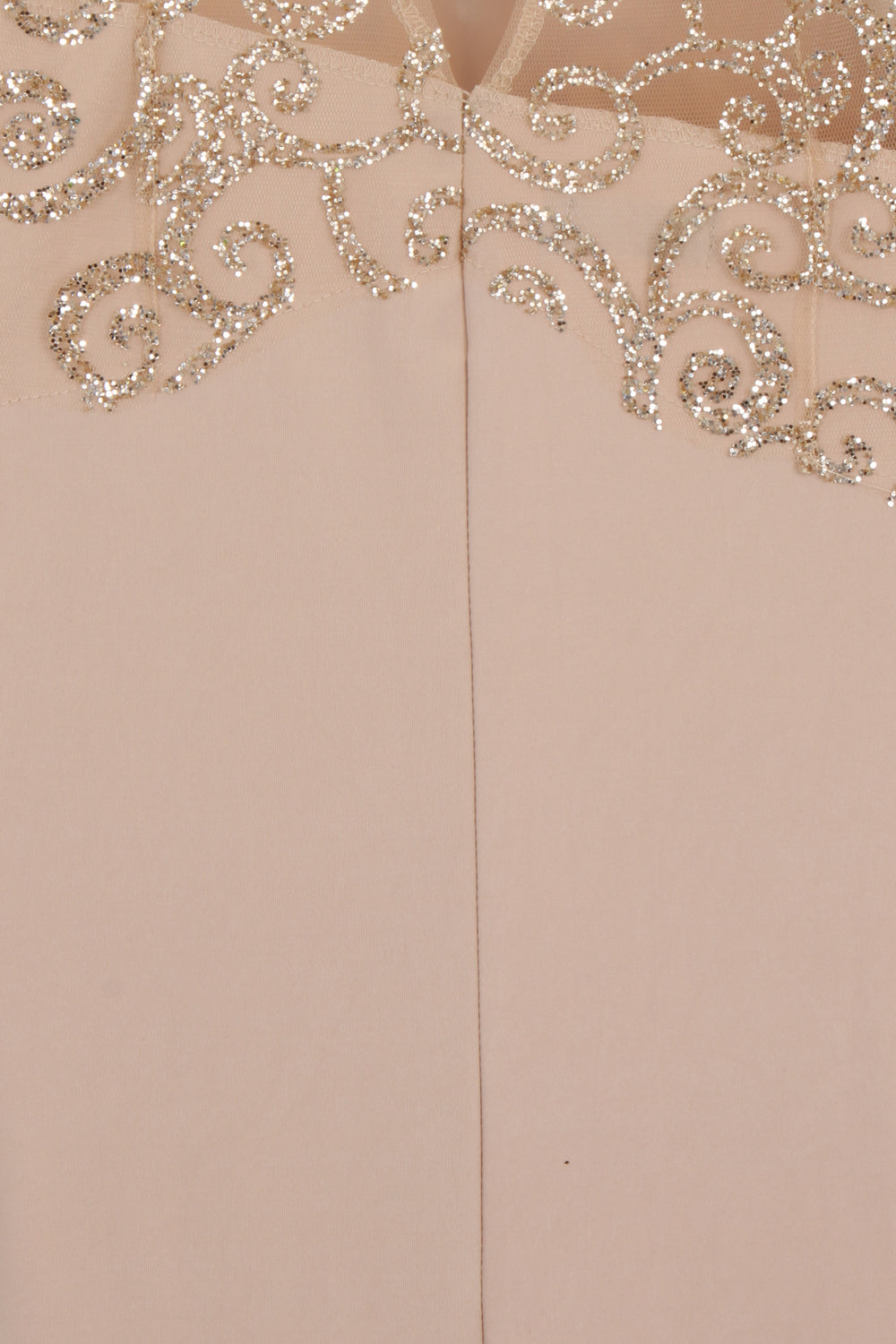 Vanity Sparkle Nude Slinky Fishtail Maxi Dress