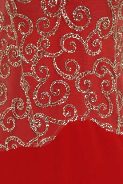 Vanity Sparkle Red Slinky Fishtail Maxi Dress