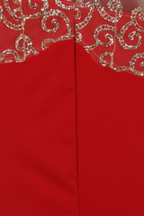 Vanity Sparkle Red Slinky Fishtail Maxi Dress