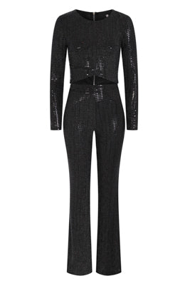 Center Stage Black Metallic Mirrored Sequin Co Ord Top Trousers Set