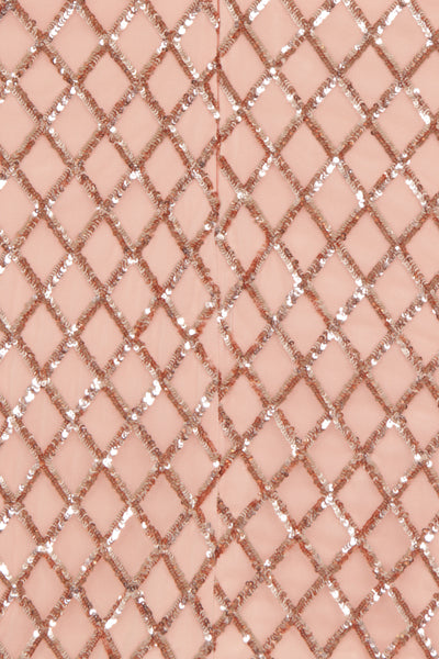 Diaz Rose Gold V Plunge Geometric Sequin Bodycon Dress