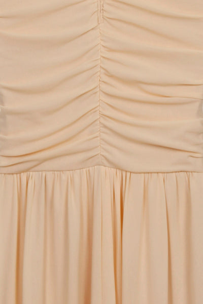 Mercedes Nude Jewel Drape Maxi Dress