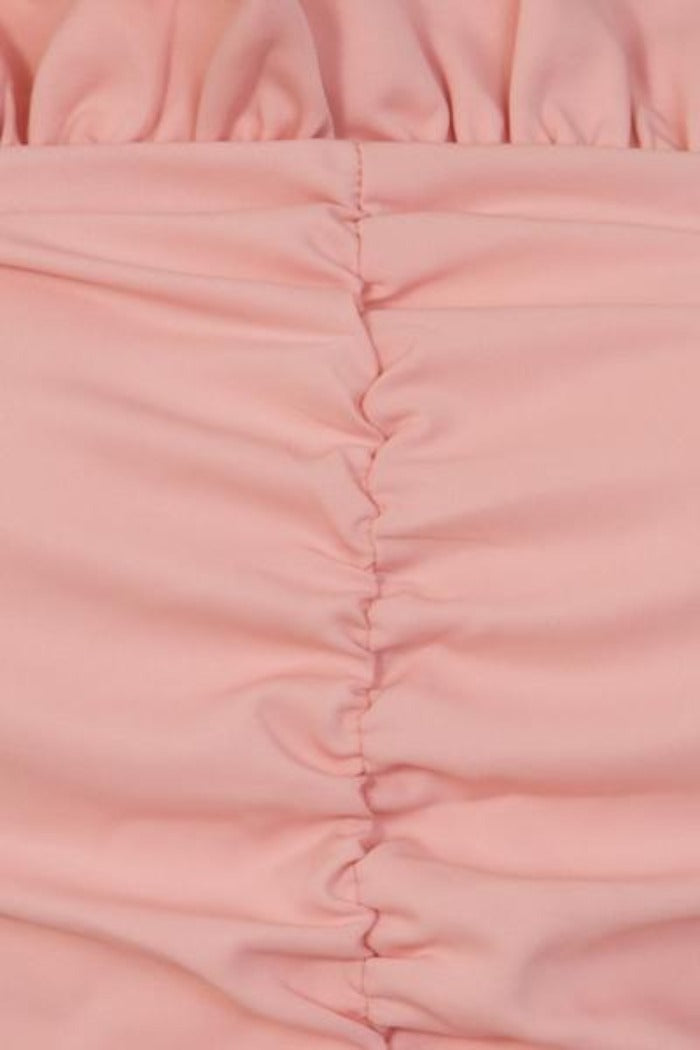 Tia Blush Off Shoulder Ruffle Skater Dress