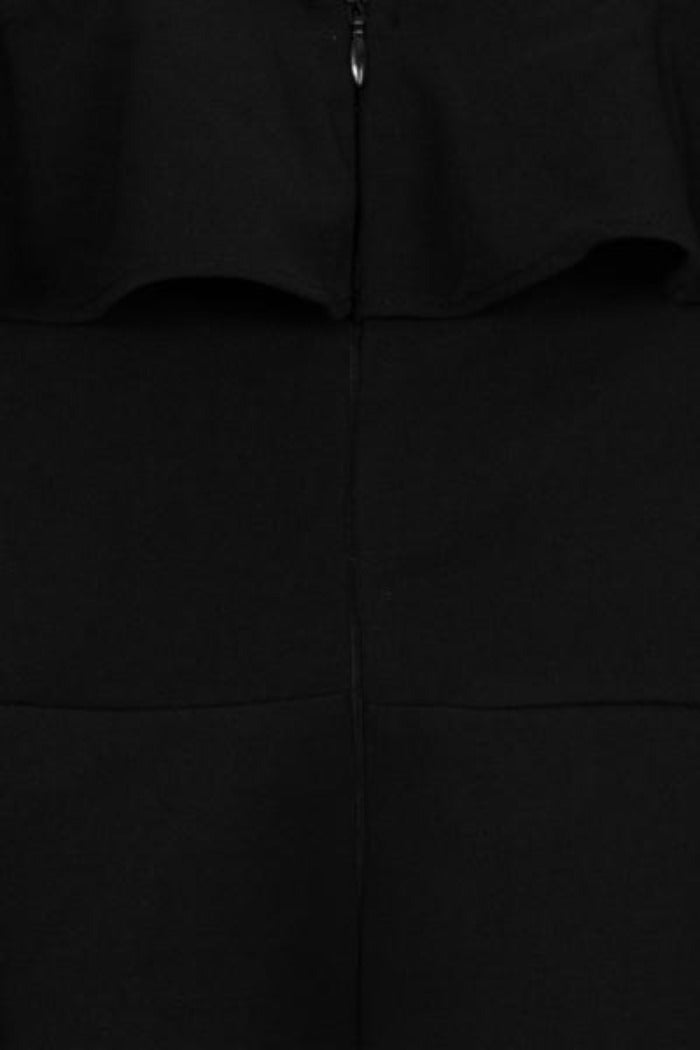 Paloma Black Strapless Frill Ruffle Bodycon Slinky Mermaid Maxi Dress
