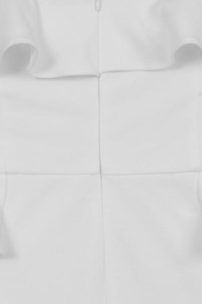 Paloma White Strapless Frill Ruffle Bodycon Slinky Mermaid Maxi Dress