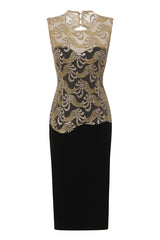 Divine Sparkle Black Slinky Backless Midi Dress