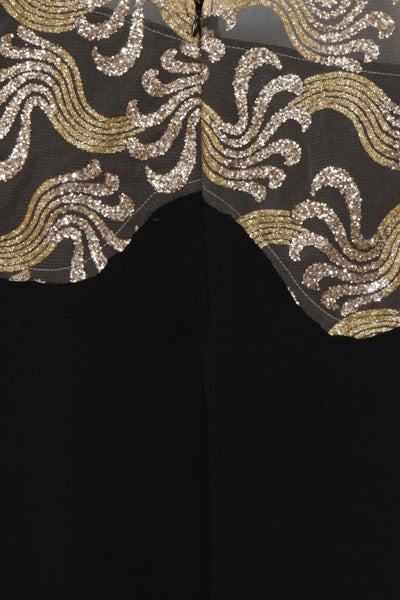 Divine Sparkle Black Slinky Backless Midi Dress