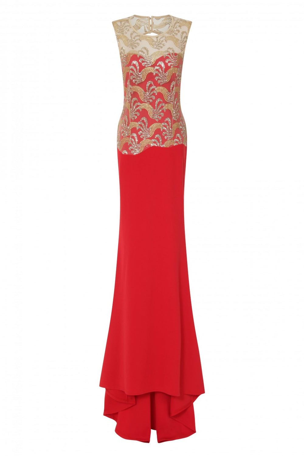 Divinity Sparkle Red Slinky Backless Fishtail Maxi Dress