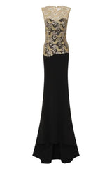 Divinity Sparkle Black Slinky Backless Fishtail Maxi Dress