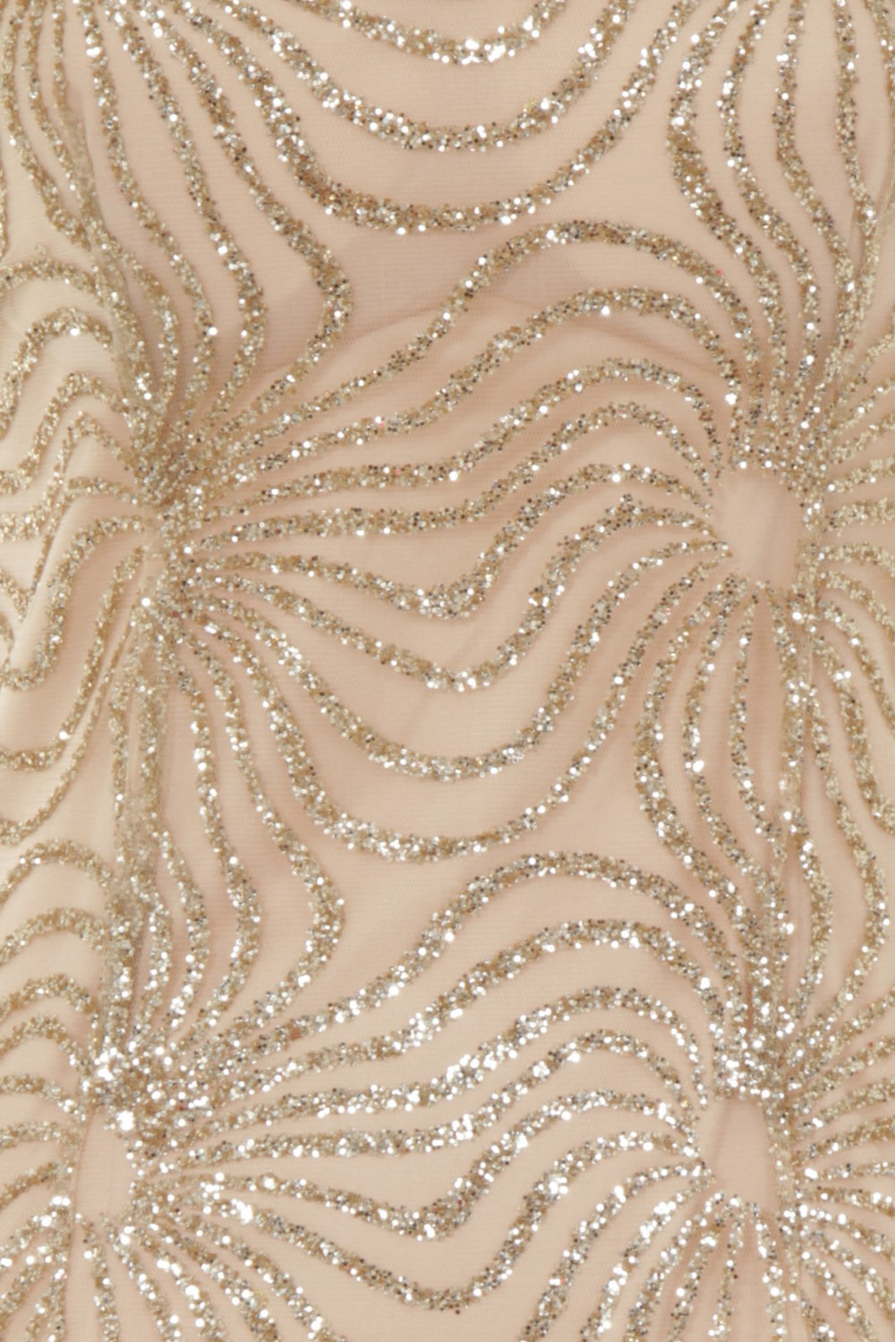 Ivana Gold Plunge Sheer Glimmer Fishtail Dress