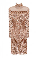 Mimi Rose Gold Luxe Sequin Embellished Transparent Midi Dress