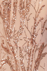 Harmony Luxe Tree Rose Gold Sequin Leaf Mermaid Fishtail Dress