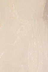 Harmony Luxe Tree Champagne Nude Sequin Leaf Mermaid Fishtail Dress