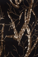 Harmony Luxe Tree Black Gold Sequin Leaf Mermaid Fishtail Dress