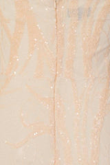 Harmony Luxe Tree Soft Peach Sequin Leaf Mermaid Fishtail Dress