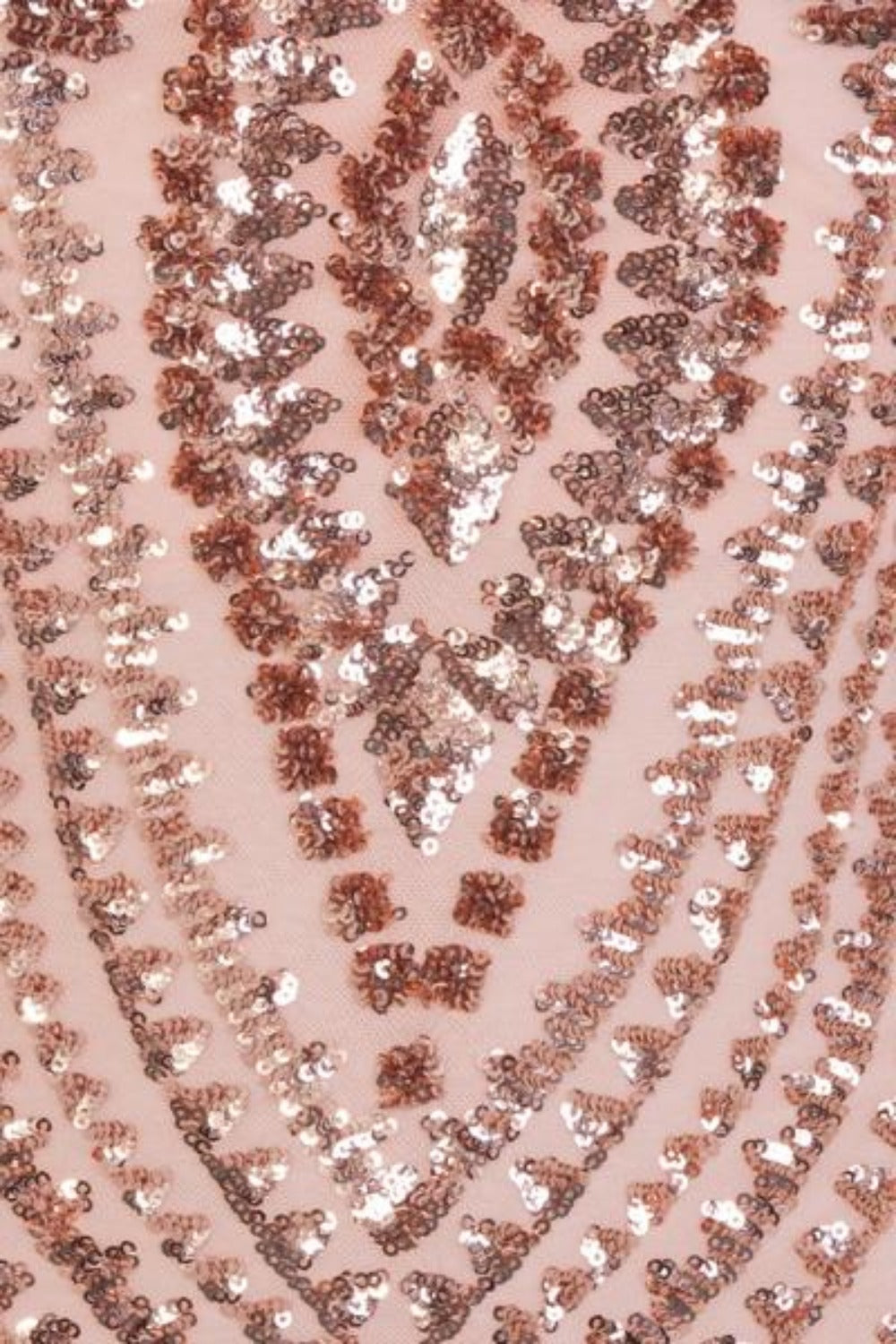 Aphrodite Rose Gold Luxe Sweetheart Plunge Sequin Embellished Midi Dress